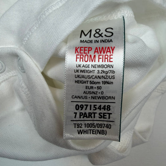 Weißer Langarm-Babybody mit Druckknöpfen von M&S – detail