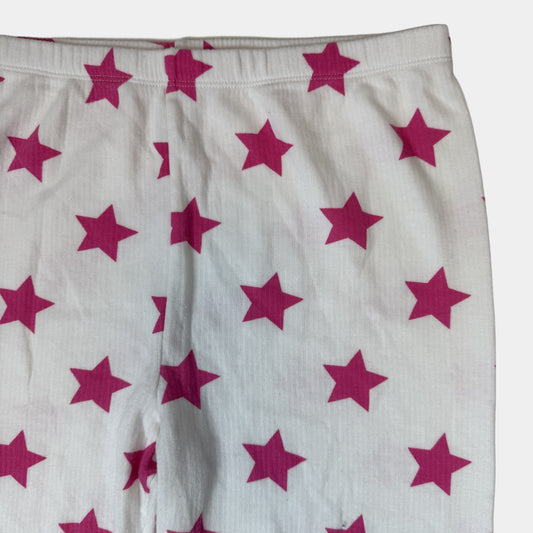 Weiße Kinder-Leggings mit rosa Sternmuster und Bündchen – detail