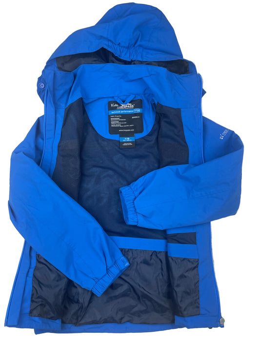 Blaue Trespass Kinder-Funktionsjacke, Größe 7/8 (122-128) – inside