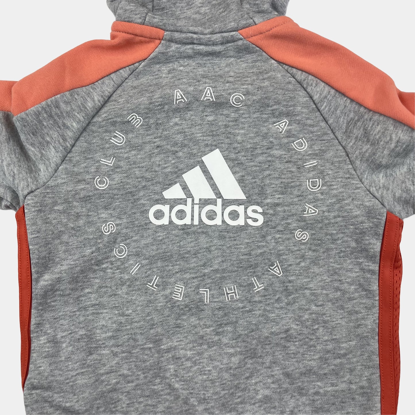 Graue und orange Kapuzenjacke von Adidas für Kinder – back