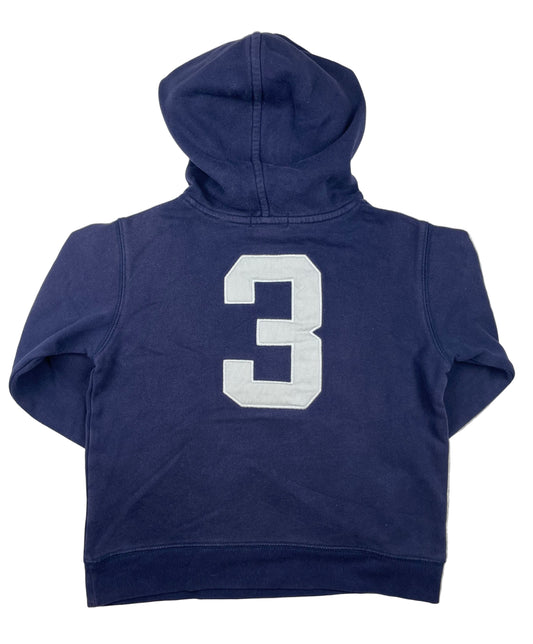 Dunkelblauer Polo Ralph Lauren Kapuzenpullover mit großer Logo-Stickerei und Kängurutasche, Größe ca. 116. – back