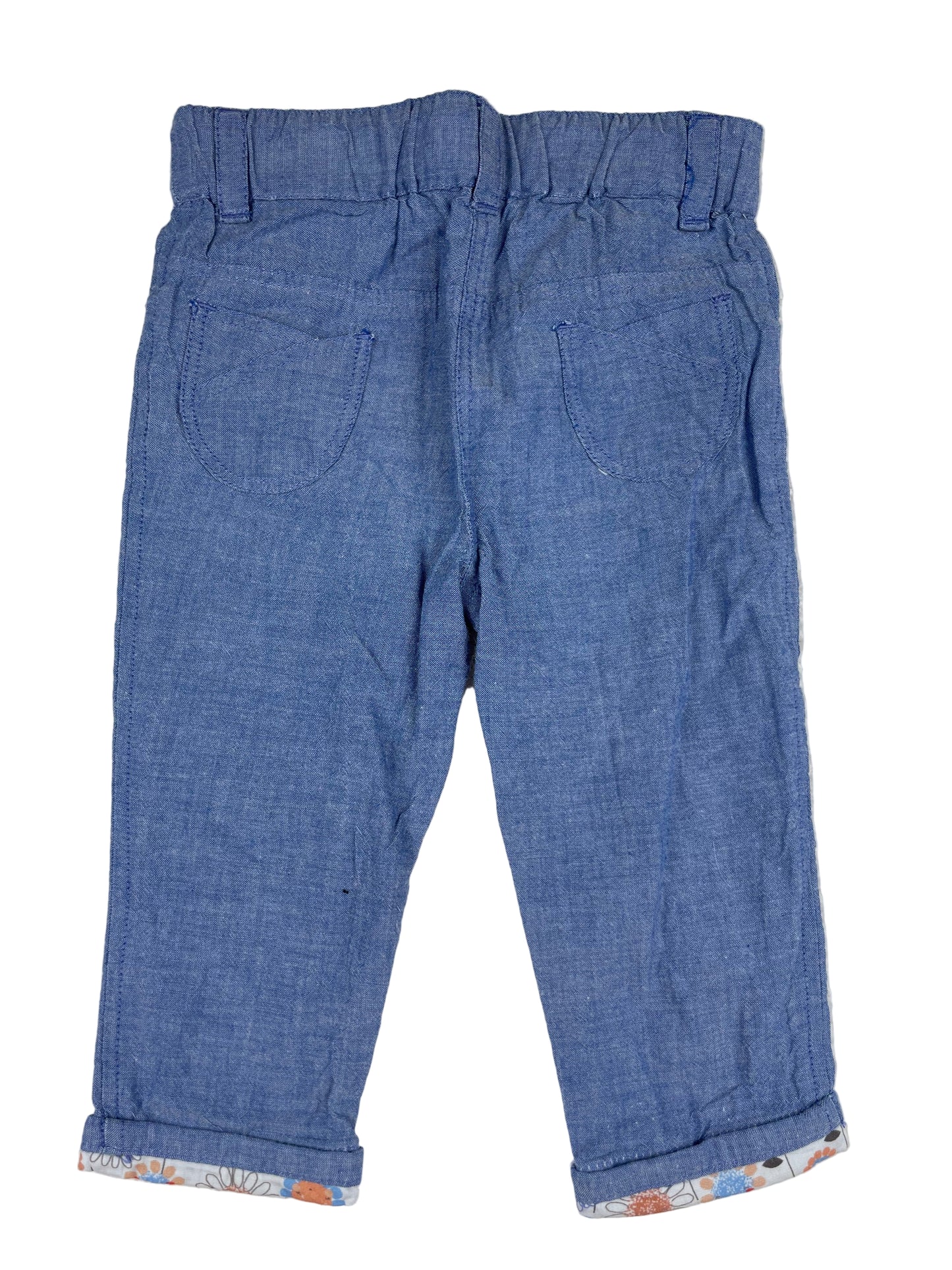 Blaue Babyhose von Orchestra mit Blumenstickerei, Größe 6 Monate