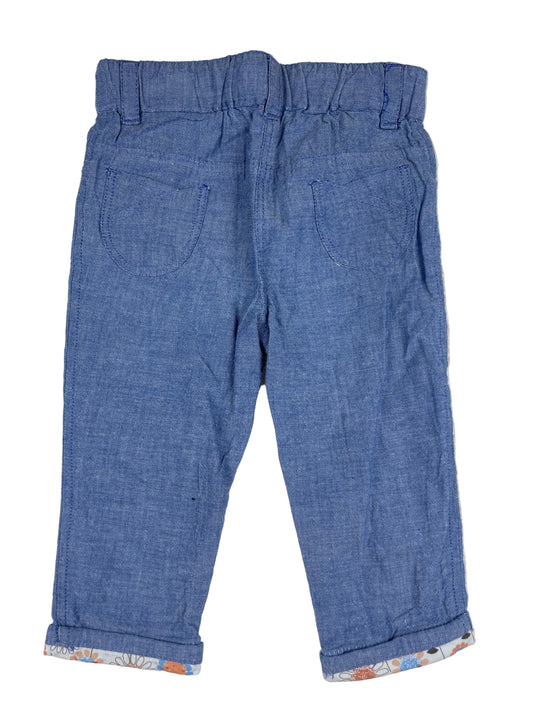 Blaue Babyhose von Orchestra mit Blumenstickerei, Größe 6 Monate
