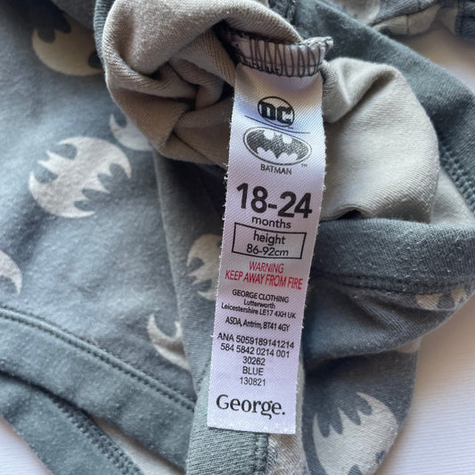 Grauer Baumwoll-Body mit Batman-Muster und kurzen Ärmeln. – label