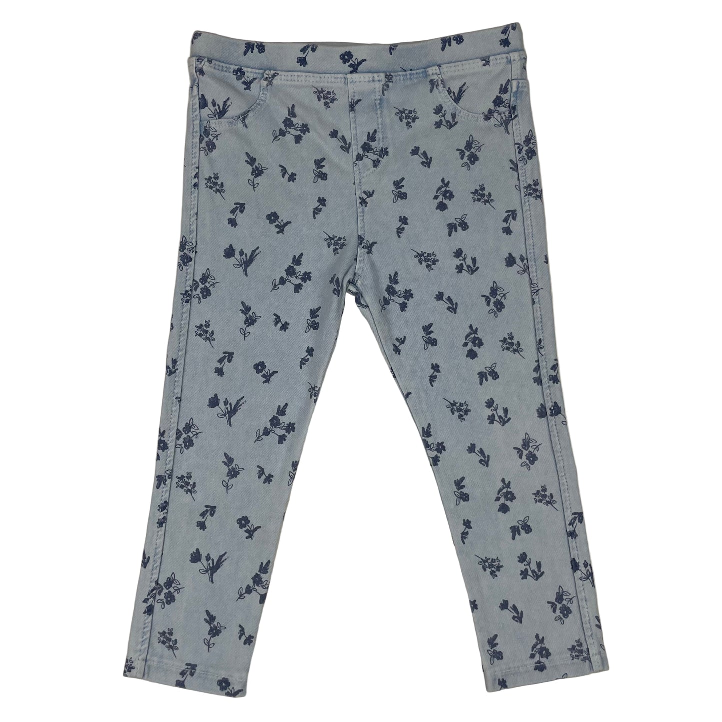 ZARA Baby Leggings hellblau mit Blumenmuster, Größe 92 – front