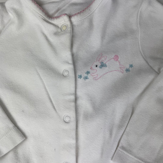 Weißer Baumwoll-Schlafanzug mit Füßen für Babys, 9-12 Monate – inside