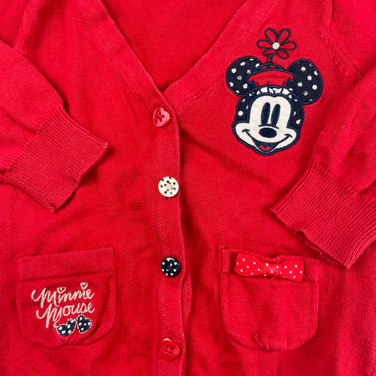 Rote Strickjacke mit Minnie-Motiv für 9-12 Monate – detail