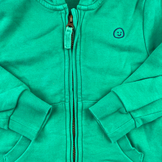Grüne Sweatjacke mit Kapuze und Reißverschluss von George. – detail