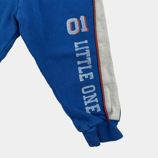 Blaue Kinder-Jogginghose mit weißem Streifen – pocket