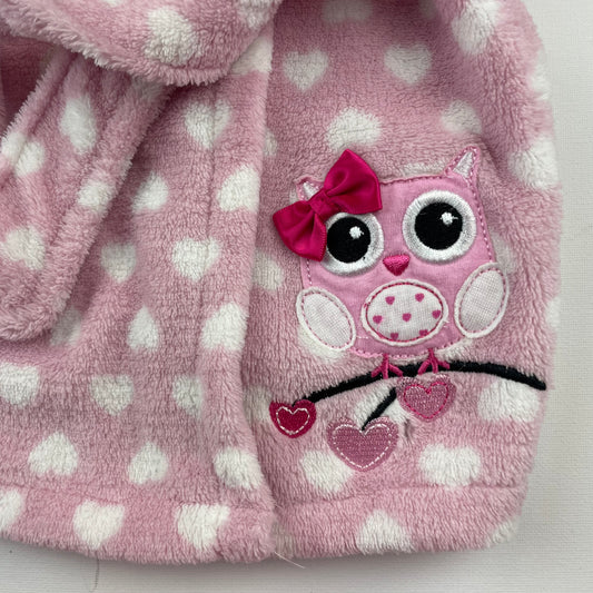 Rosa Bademantel aus Polyester mit Herzmuster und Kapuze für Babys – fabric