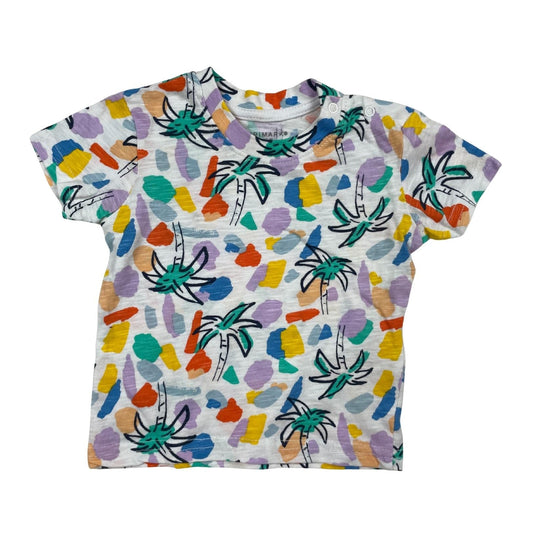 Weißes T-Shirt, allover Print, Jungen, Mädchen, Größe 68, 3-6 Monate