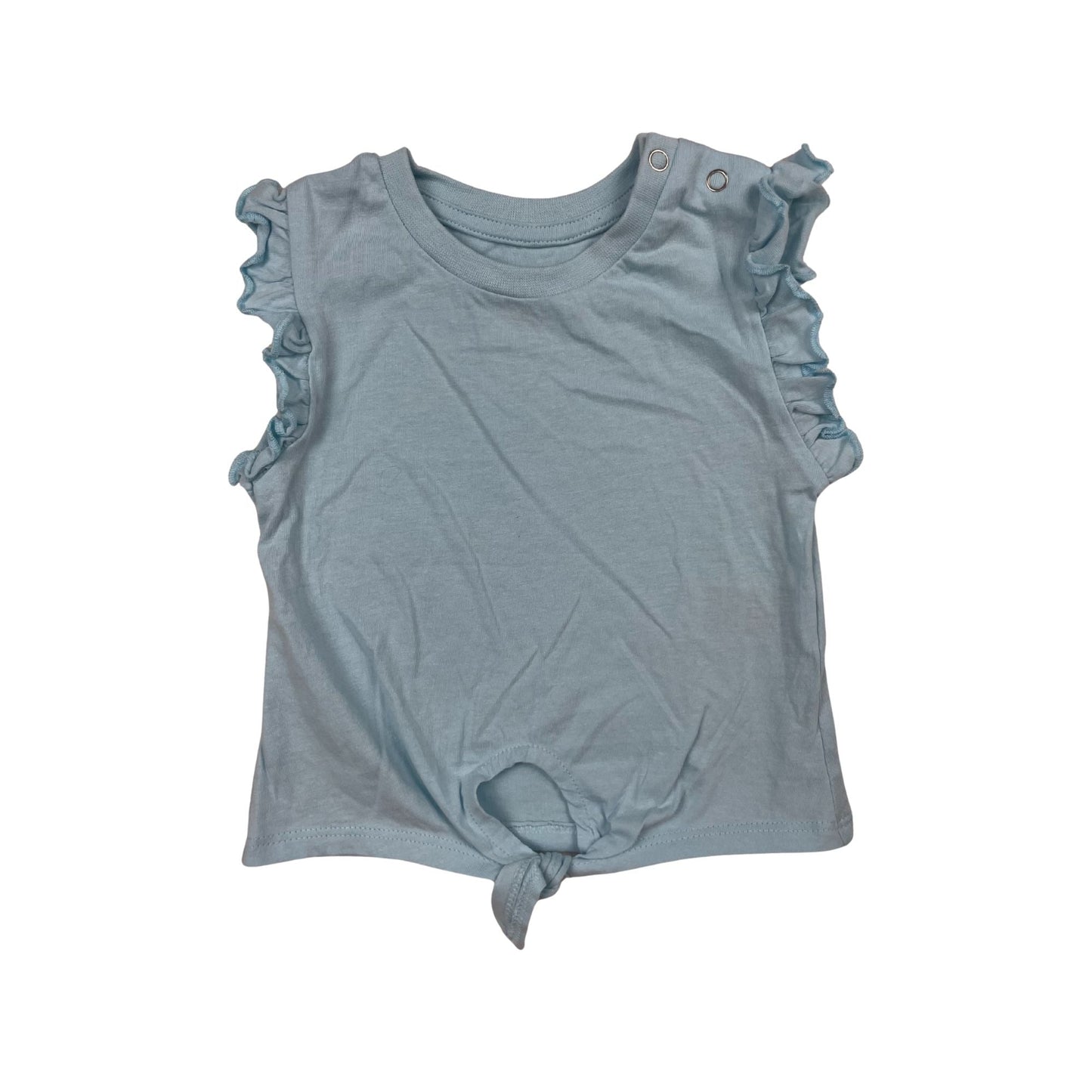 Hellblaues T-Shirt, Rüschen, Mädchen, Größe 3-6 Monate