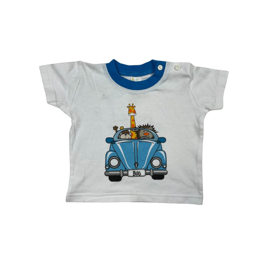 Weißes T-Shirt, Tiermotiv, Jungen, Größe 6-9 Monate