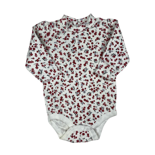 Weißer Body mit Blumenmuster, Mädchen, 0-3 Monate