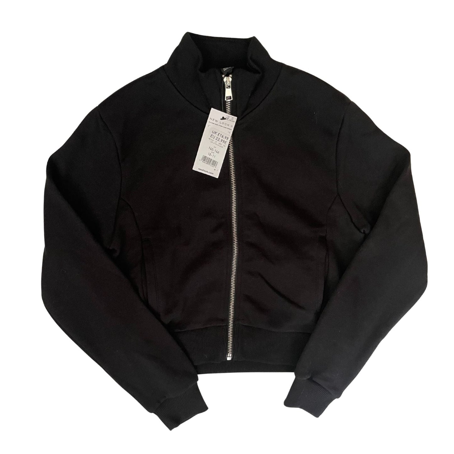 Schwarze Reißverschlussjacke von New Look, Mädchen, Größe 140