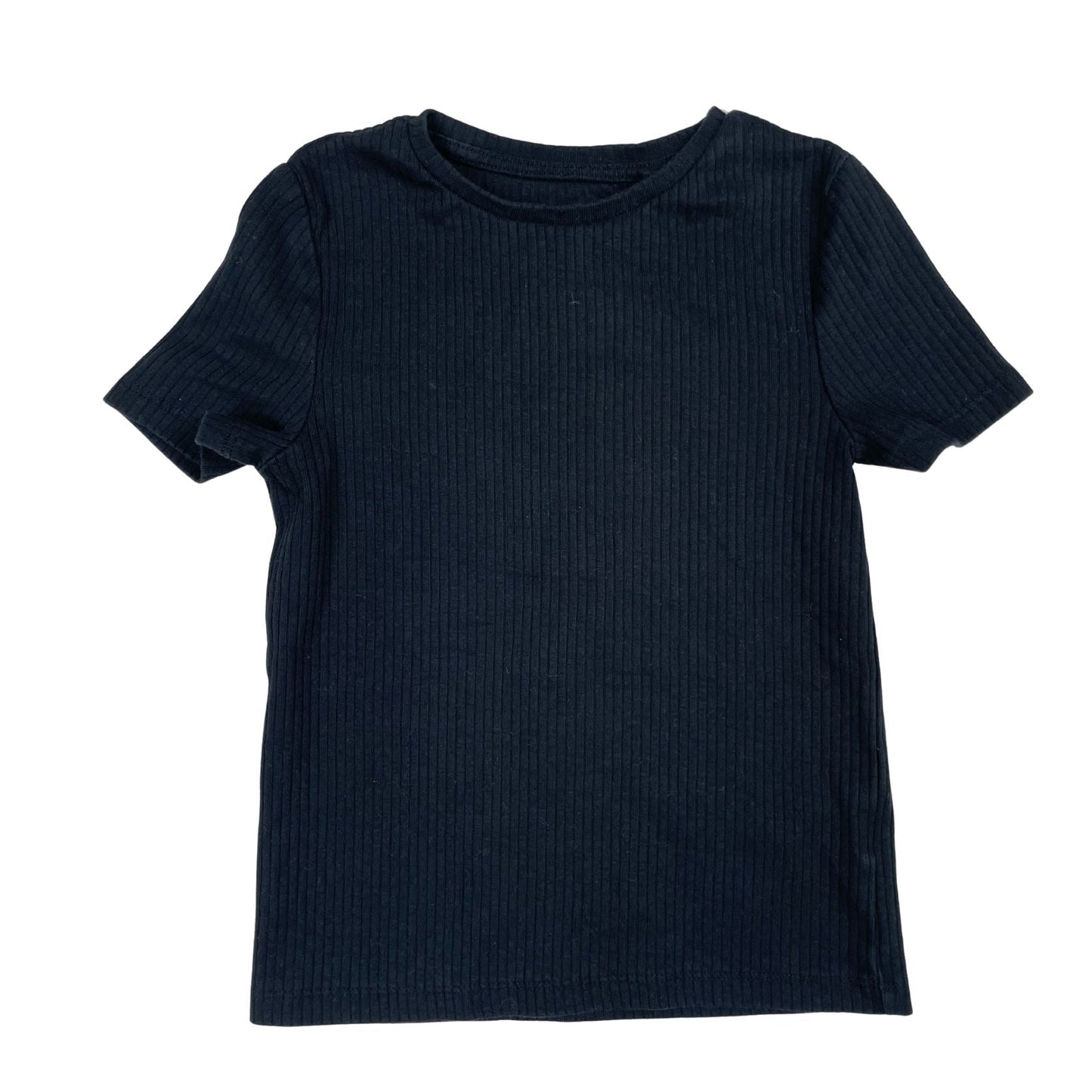 Schwarzes Ripp-T-Shirt in Größe 134 von F&F, Mädchen