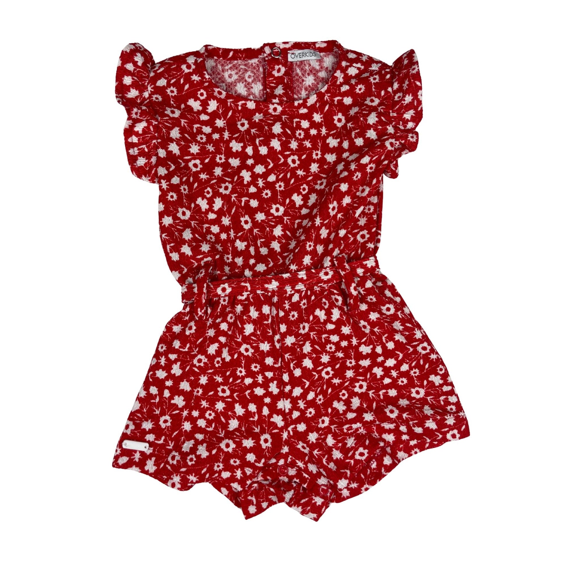Roter Kinder-Jumpsuit mit Blumenmuster