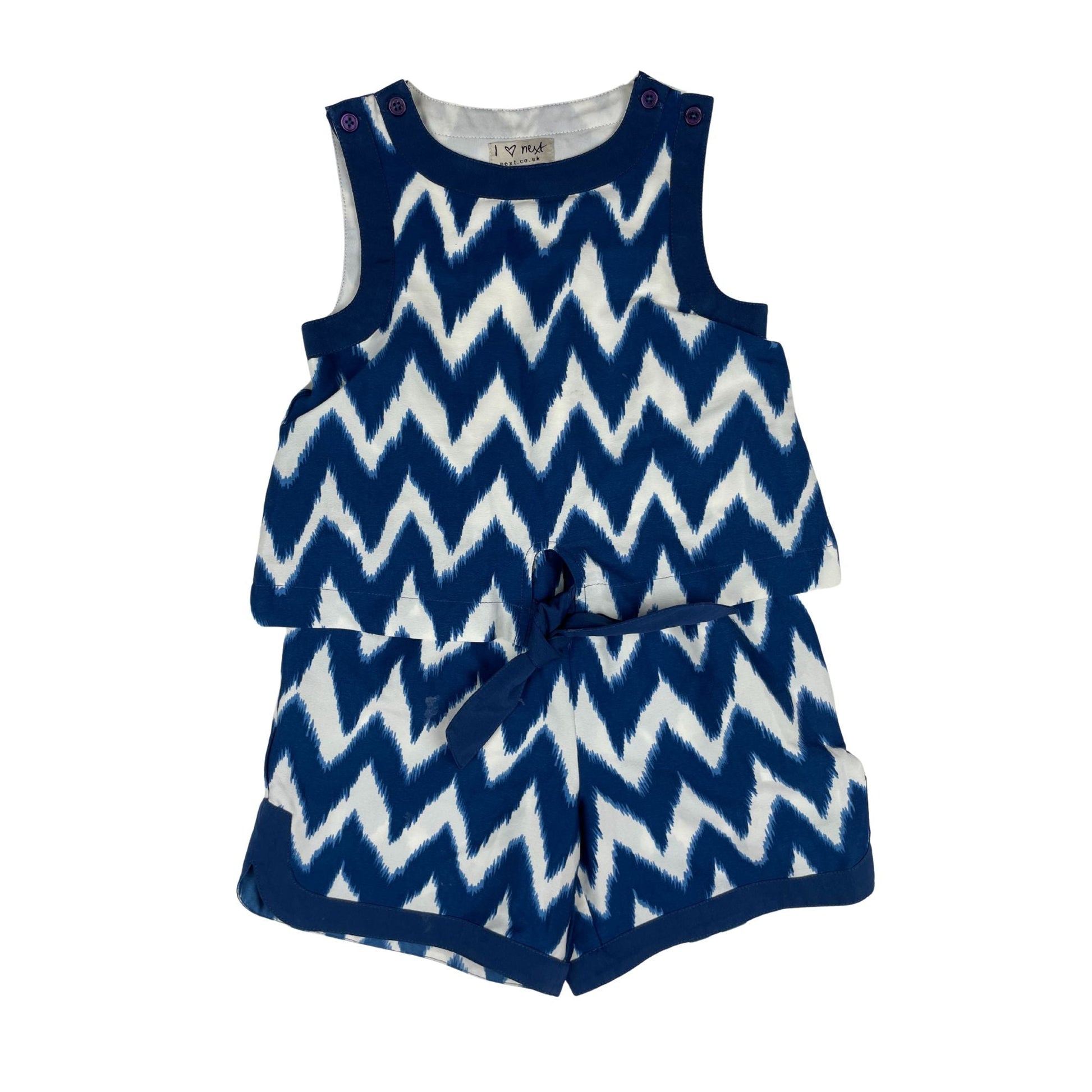 Blau-Weißes Chevron-Zweiteiler-Set für Mädchen in Größe 104