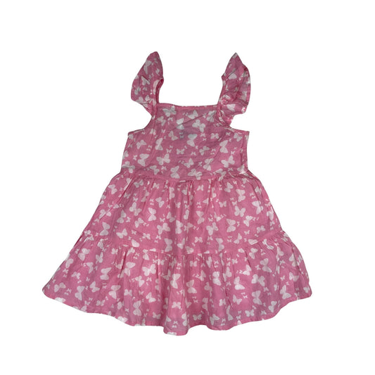 Rosa Kleid mit Schmetterlingsdruck