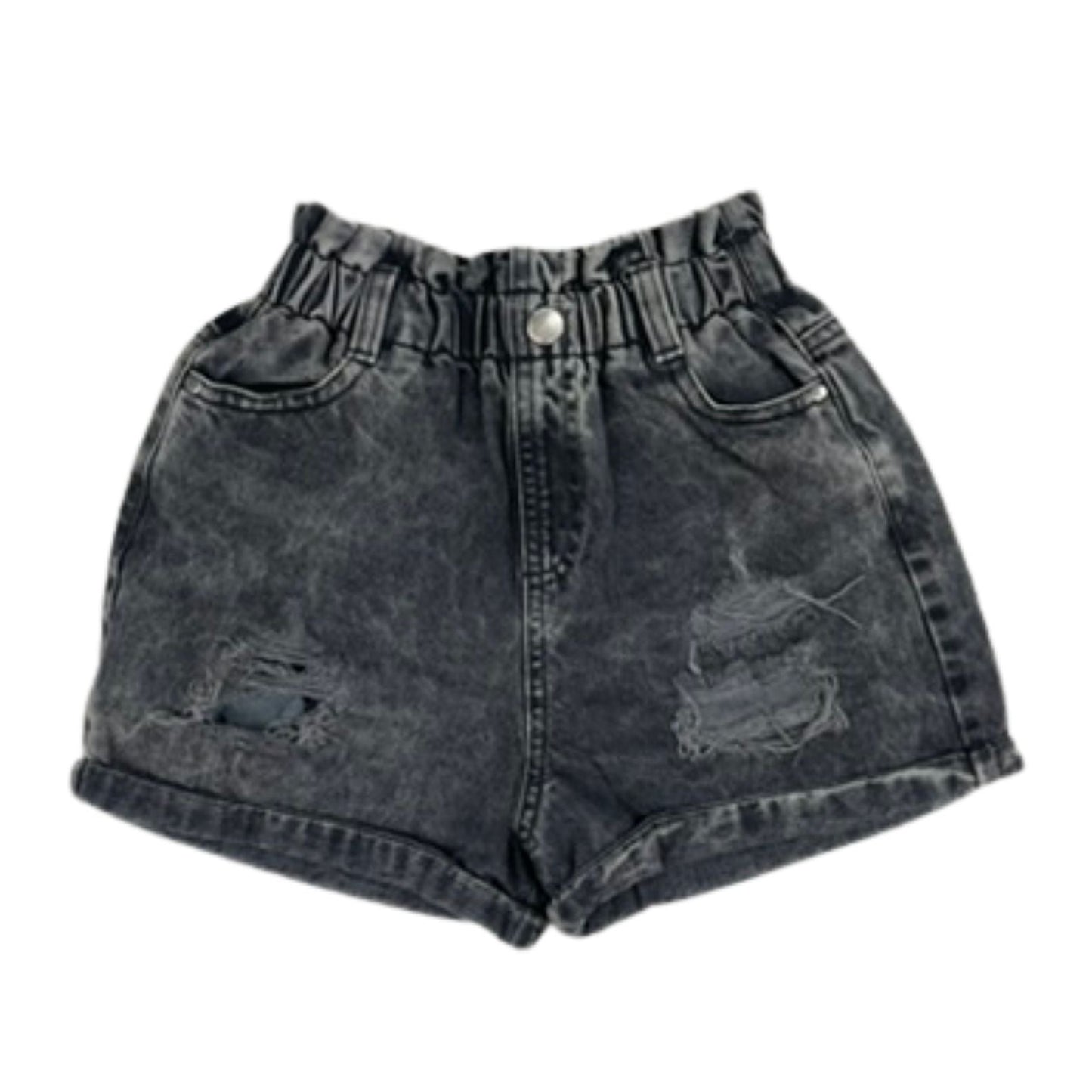 Schwarze Denim-Shorts mit Gummibund