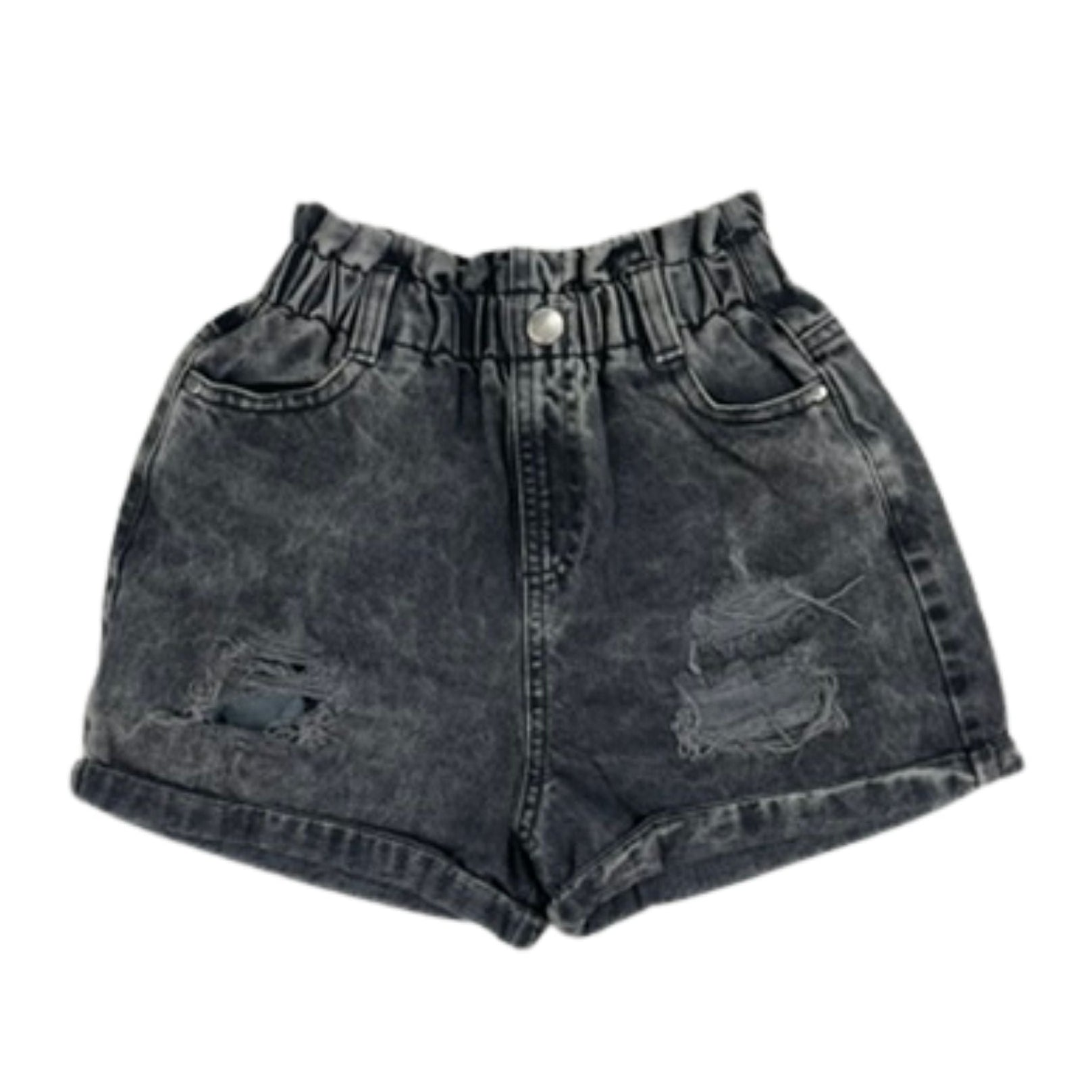 Schwarze Denim-Shorts mit Gummibund