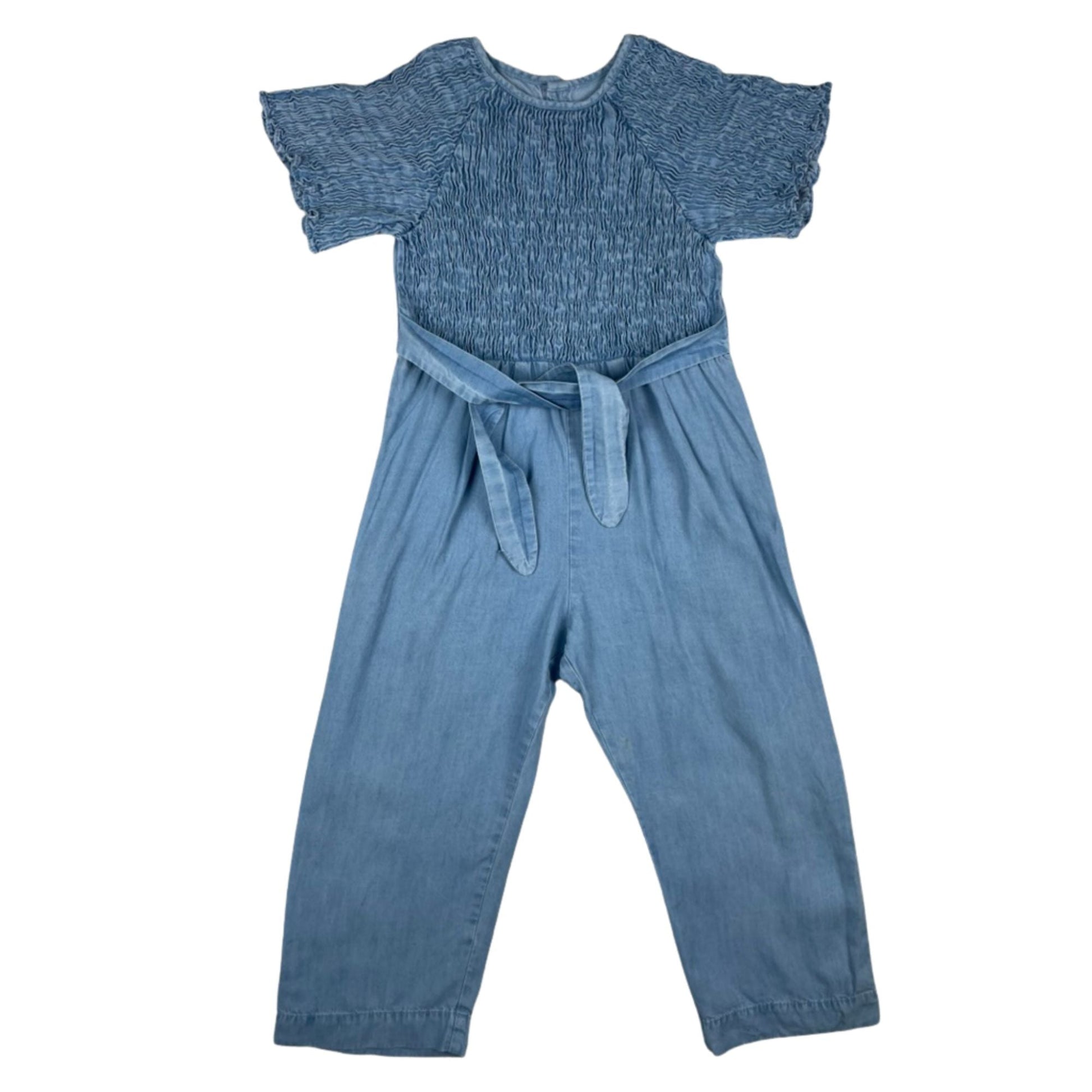 Blaues Jumpsuit mit Smok-Details aus Lyocell