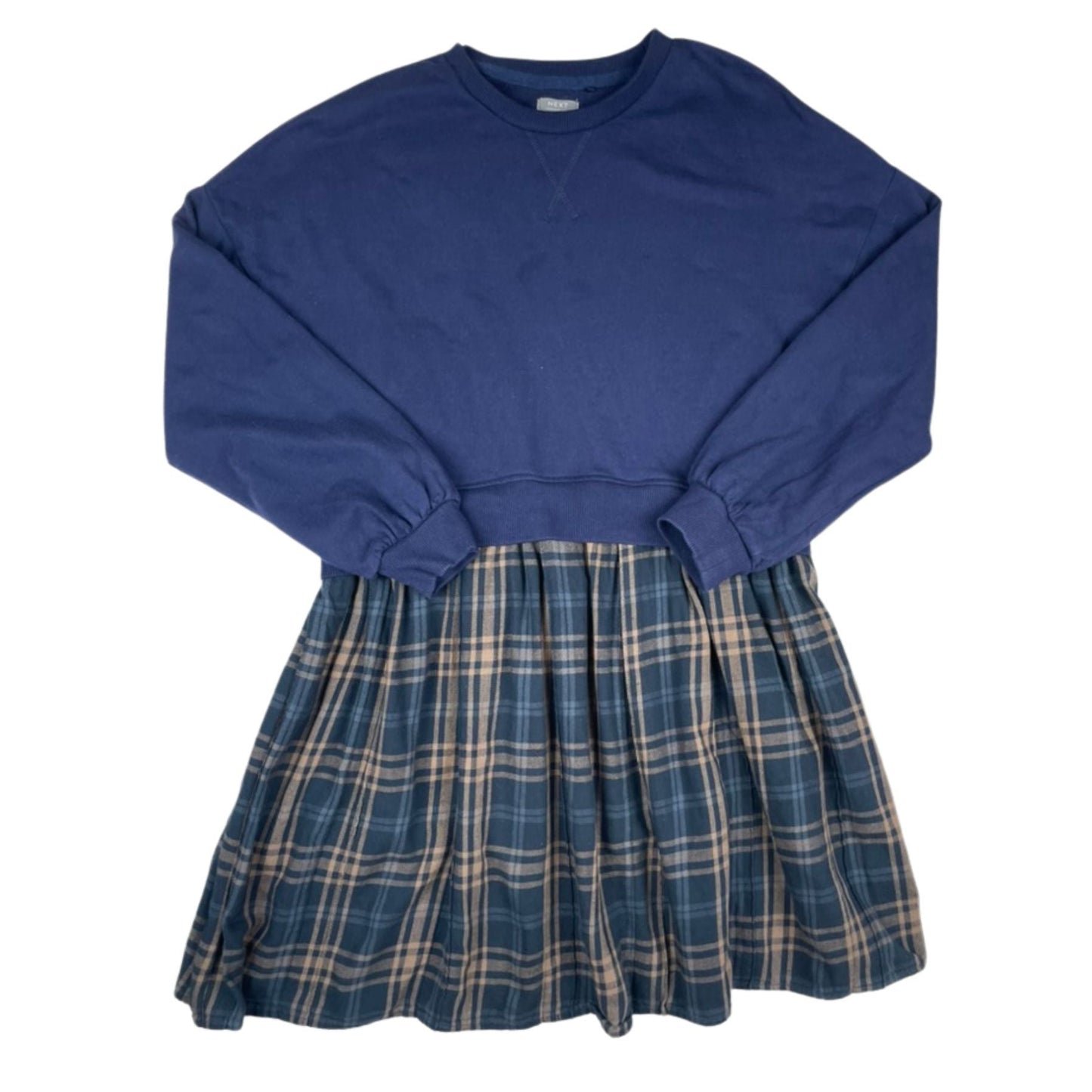 Langärmeliges kariertes Kleid aus Baumwolle für Mädchen