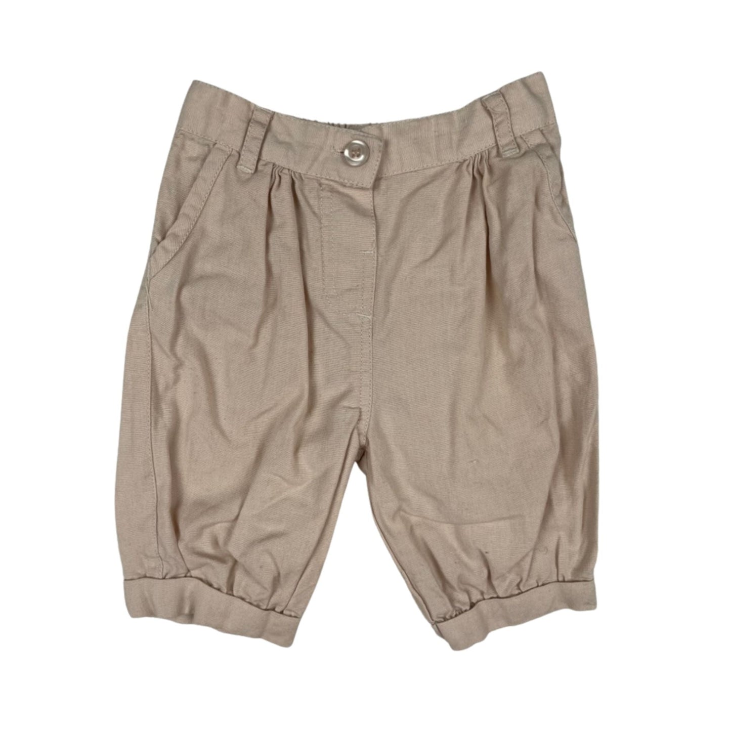 Beige Sommer-Shorts aus Baumwolle und Leinen für Babys