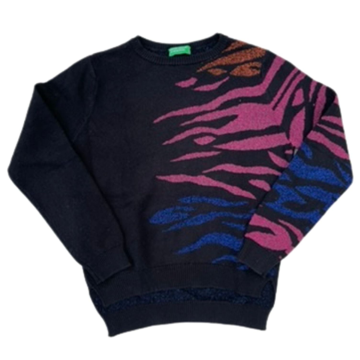 Schwarzer Mädchenpullover mit Glitzer von Benetton – Größe 120