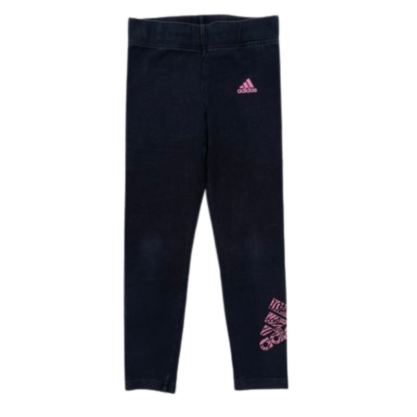 Schwarze adidas Mädchen-Leggings mit rosa Logo