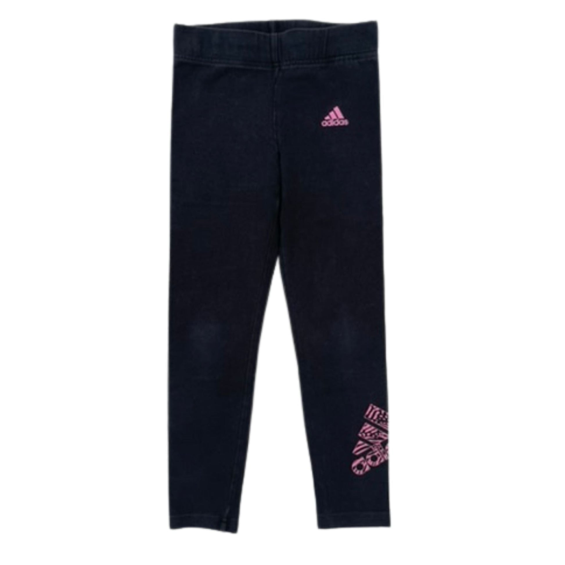 Schwarze adidas Mädchen-Leggings mit rosa Logo