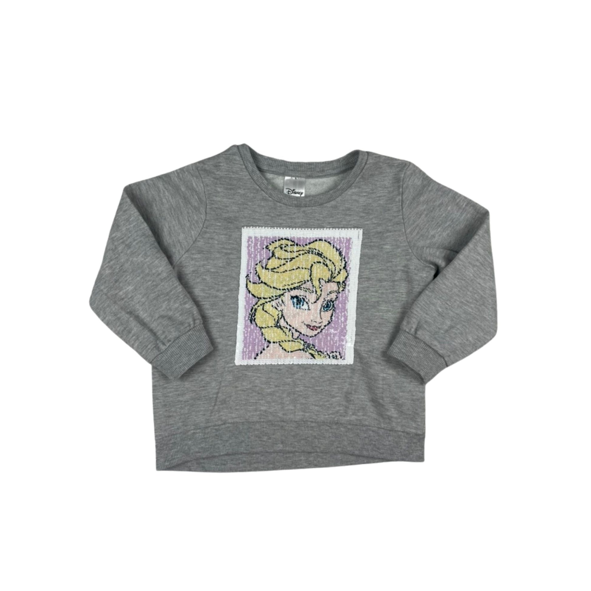 Grauer Mädchenpullover mit Glitzerprint von Disney