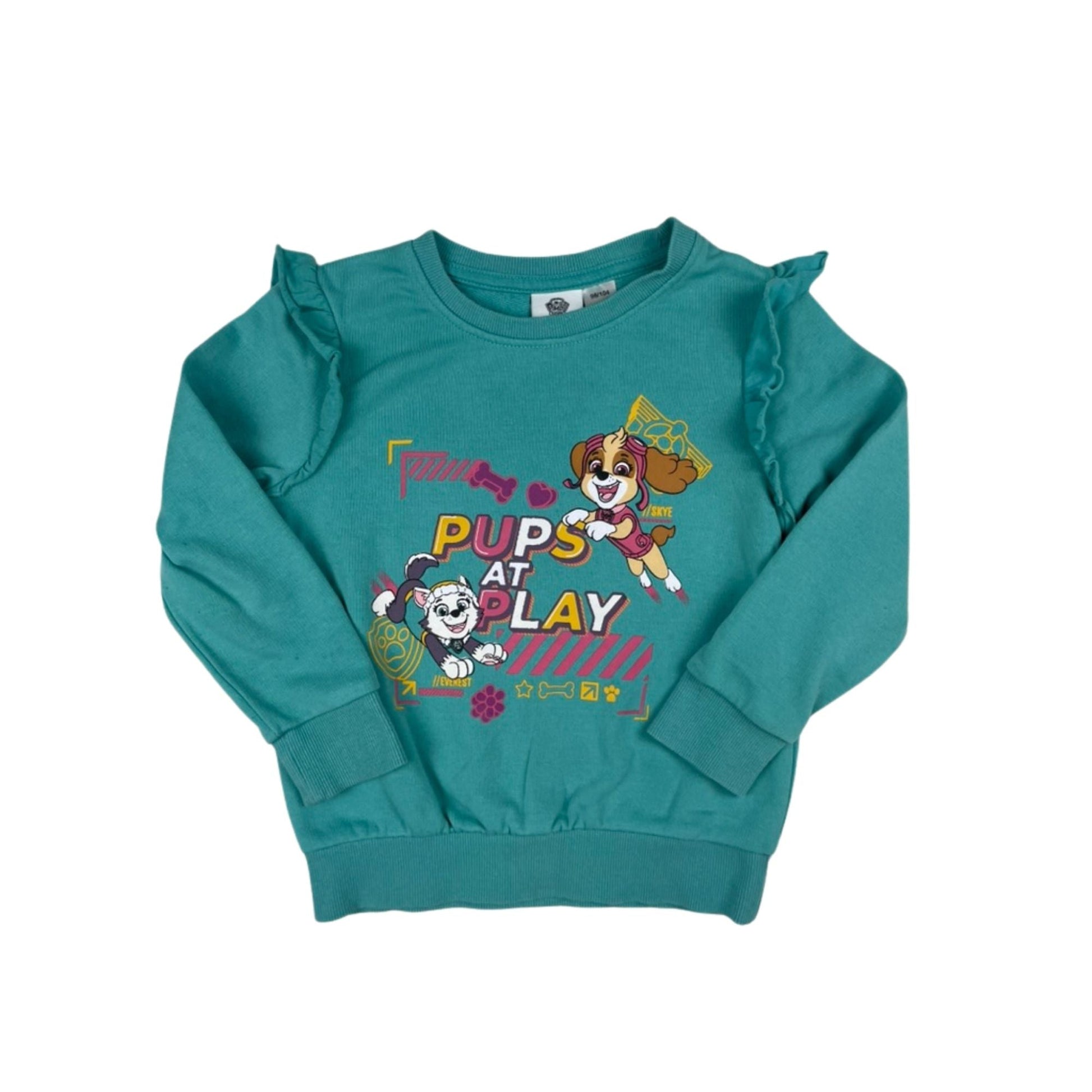 Grüner Pullover mit Paw Patrol Charakteren für Kinder