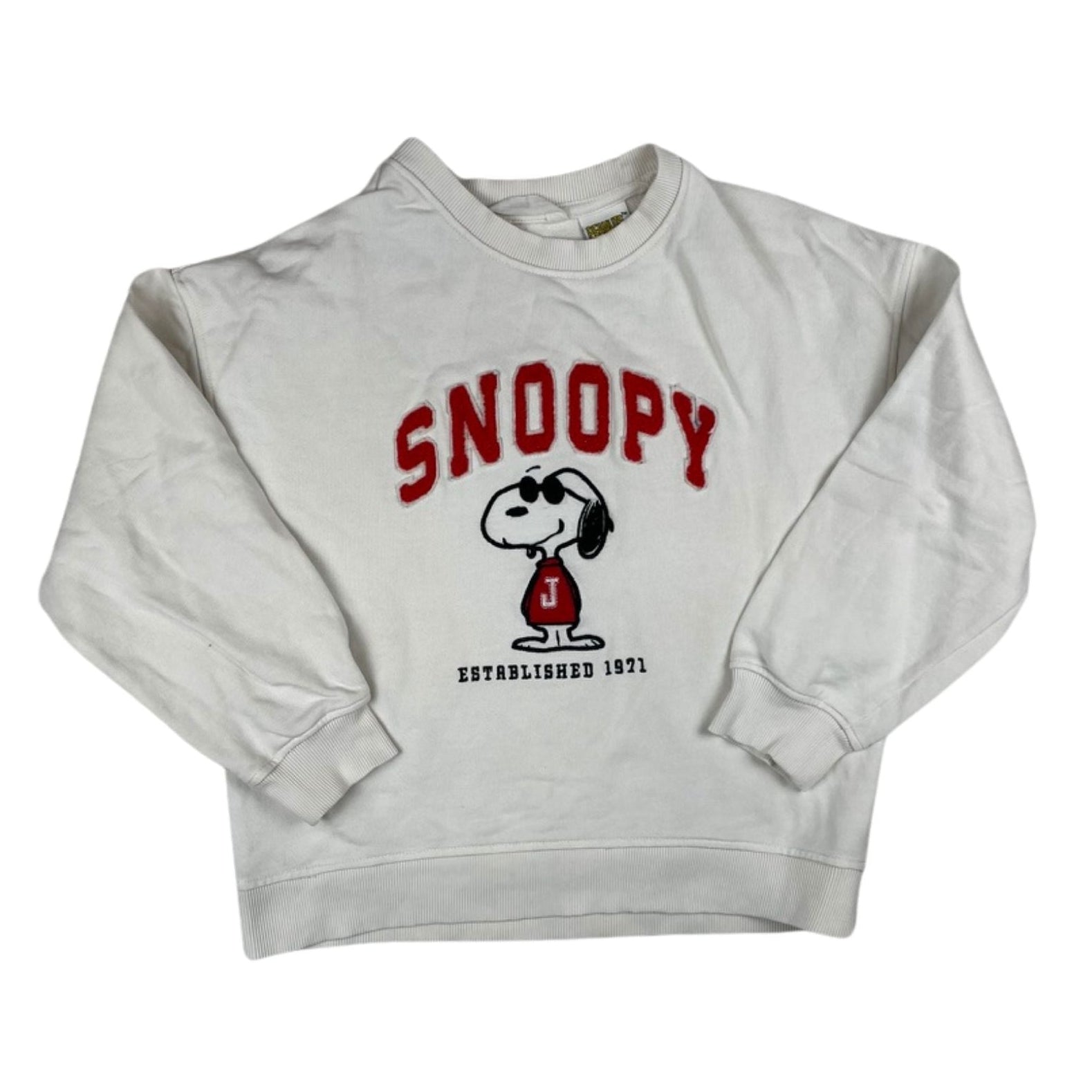 Weißer Pullover mit Snoopy-Aufdruck