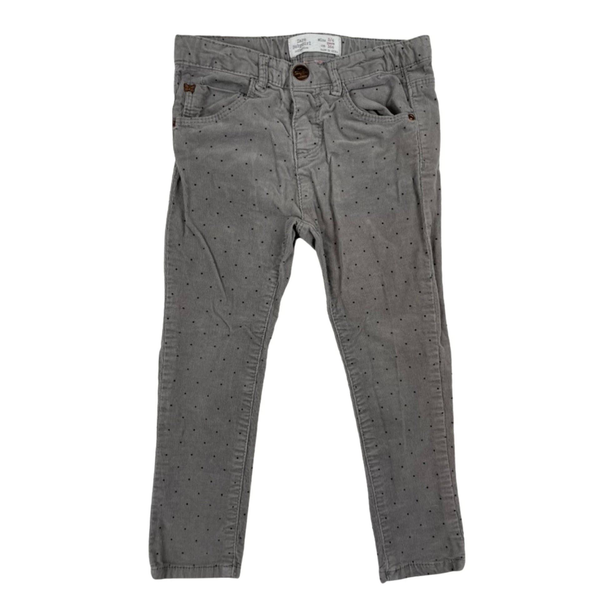 Grau gepunktete Mädchenhose mit elastischem Bund