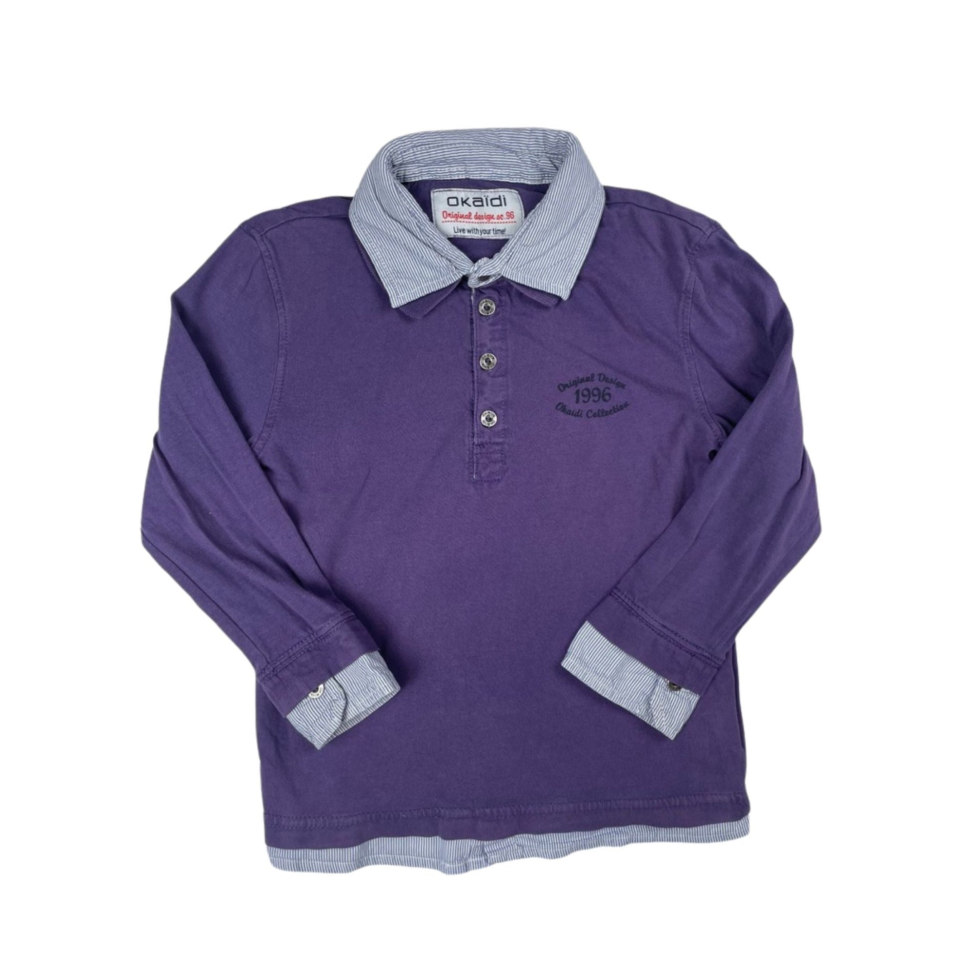 Lila Jungenshirt von Okaïdi mit Kragen