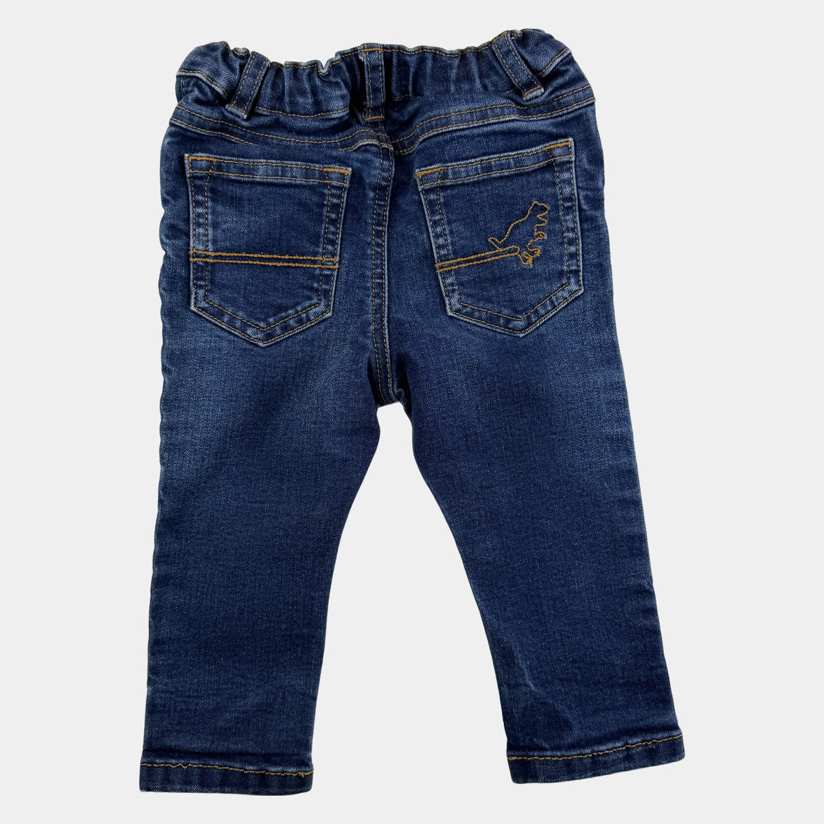 Blaue Baby-Jeans aus Denim mit elastischem Bund und Knopfverschluss – back