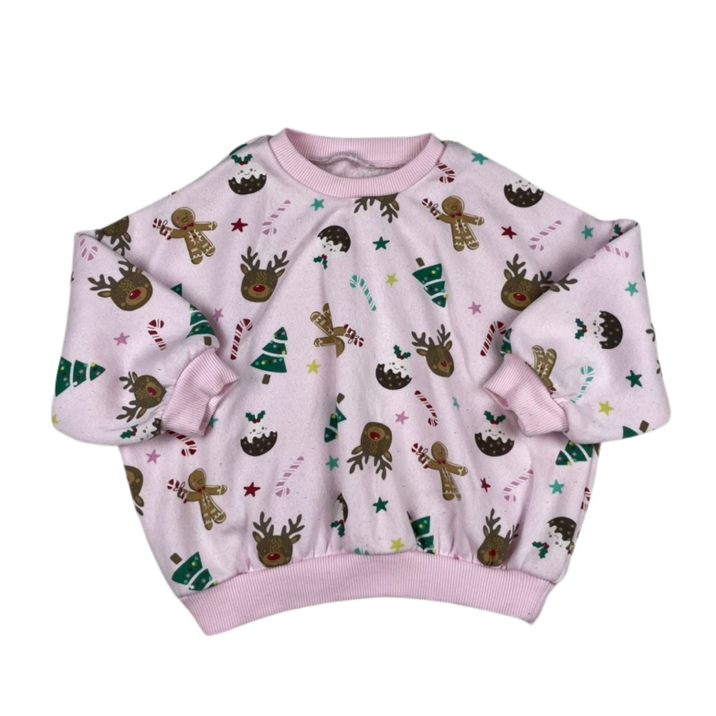 Rosa Sweatshirt mit Weihnachtsprint