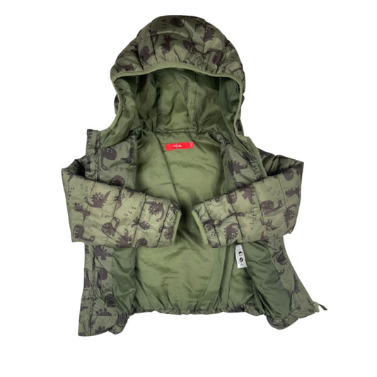 Steppjacke mit Kapuze – grün mit Tierprint