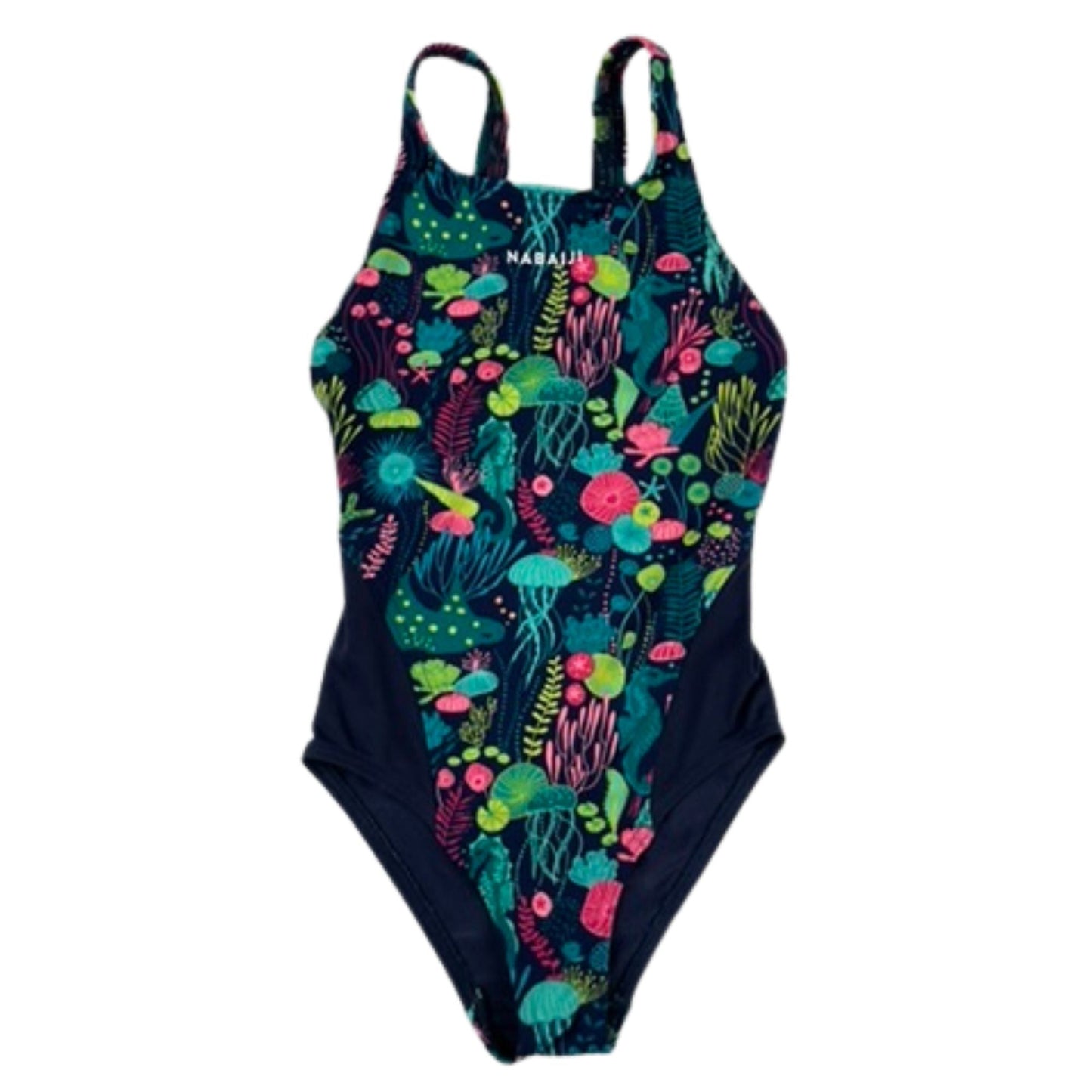 Mädchen Badeanzug von Nabaiji, navy mit buntem Muster