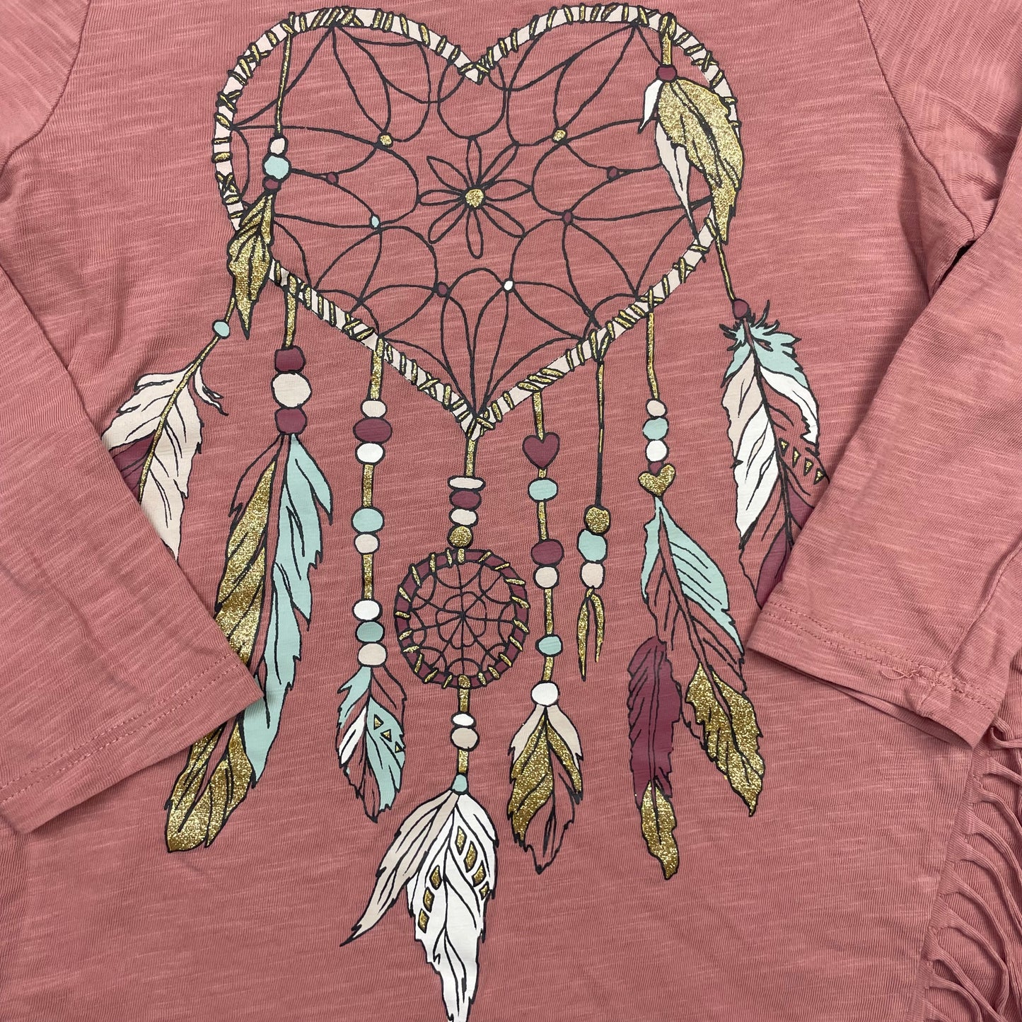 Rosa Lindex Kinderkleid mit Dreamcatcher-Print, Gr. 110 – detail