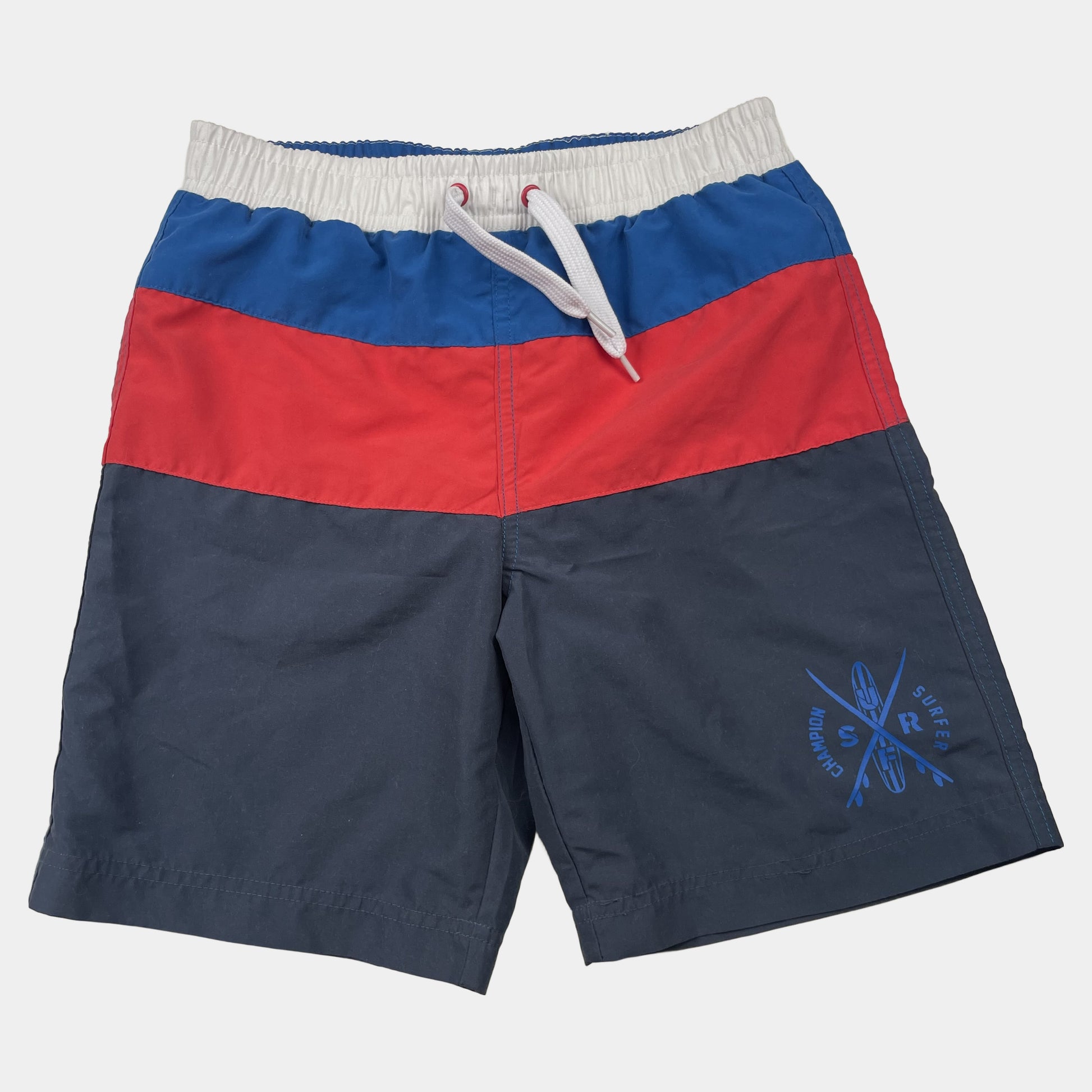 Mehrfarbige Badeshorts mit Kordelzug für Kinder 7-8 Jahre – front