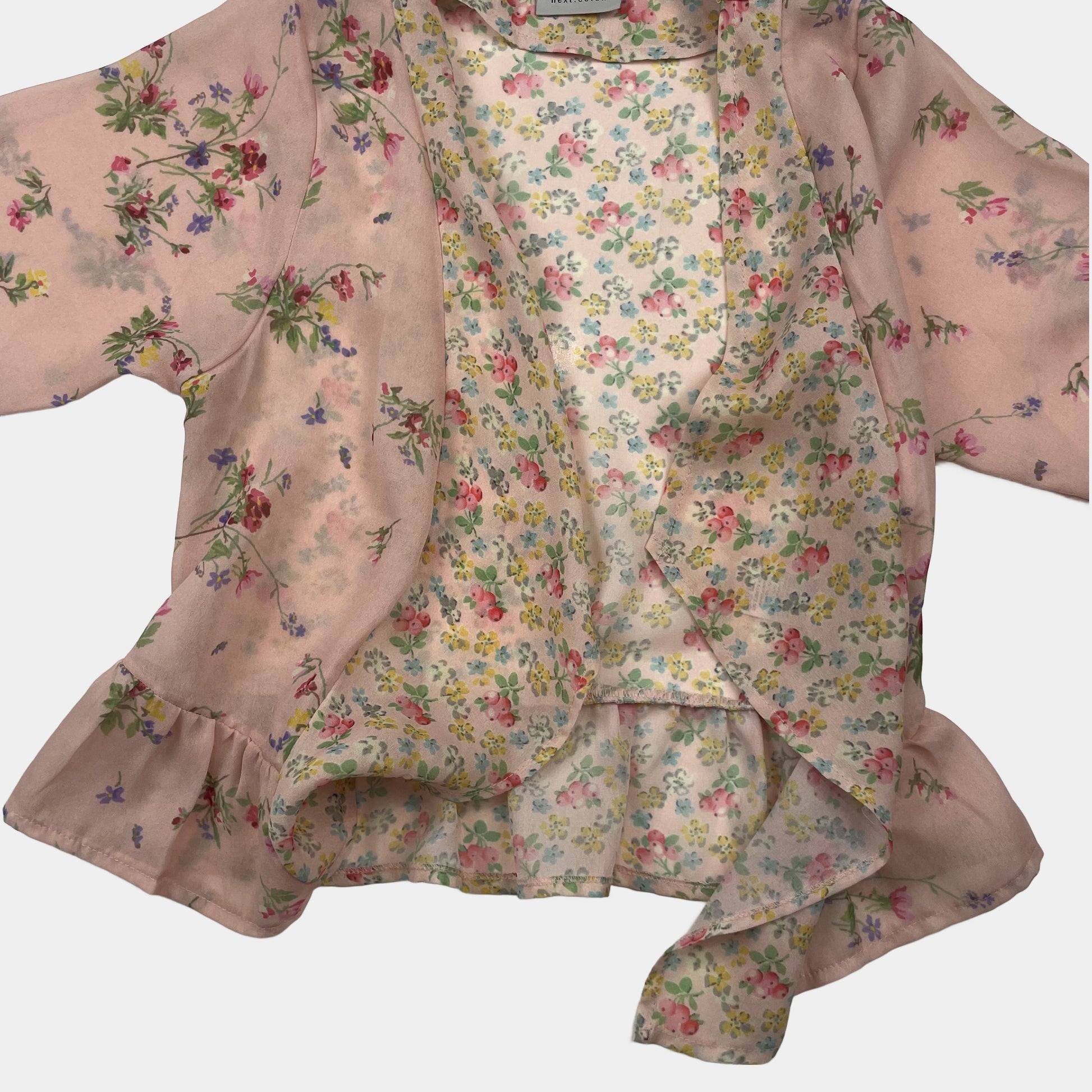 Rosa Polyestertunika mit Blumenmuster, Größe 104 für Kinder – detail