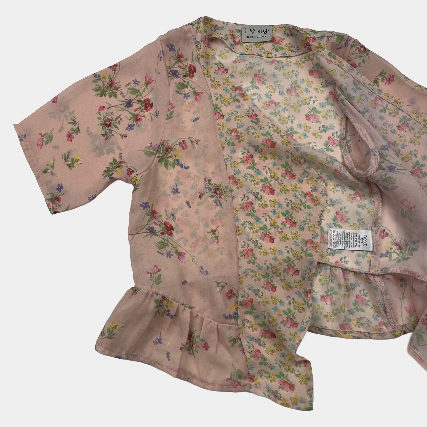 Rosa Polyestertunika mit Blumenmuster, Größe 104 für Kinder – inside