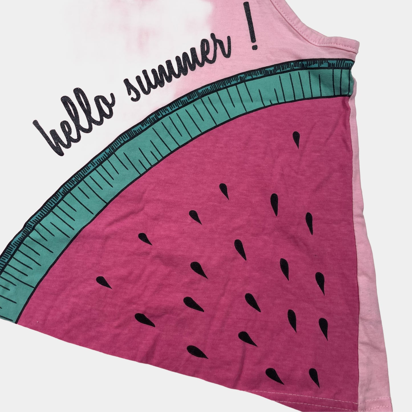 Rosa Sommer-Top mit Wassermelonen-Print, Größe 134/140 – detail