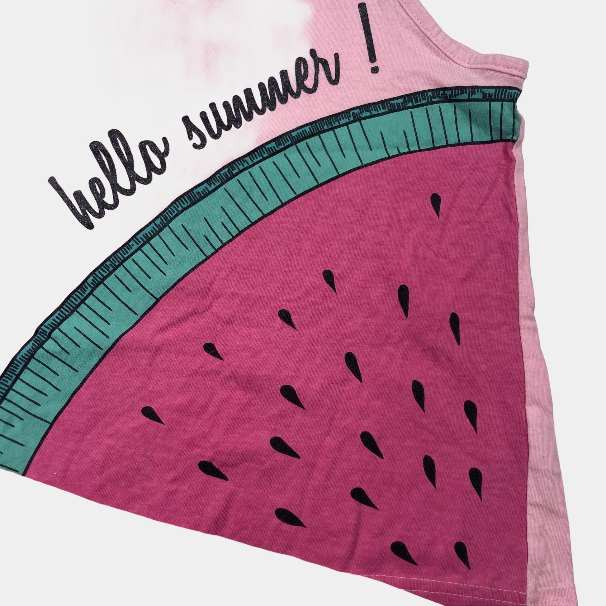 Rosa Sommer-Top mit Wassermelonen-Print, Größe 134/140 – detail