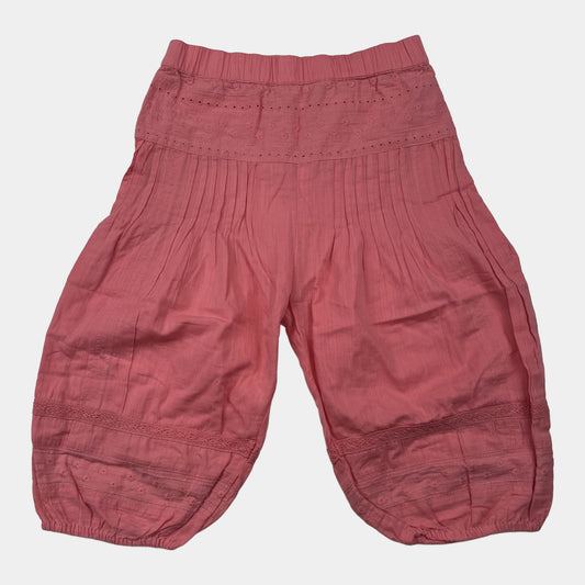 Rosa Baumwoll-Caprihose mit Stickerei für Kinder – front