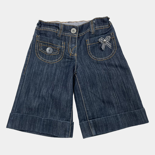 Blaue Jeans-Shorts mit Schleife für Kinder – front