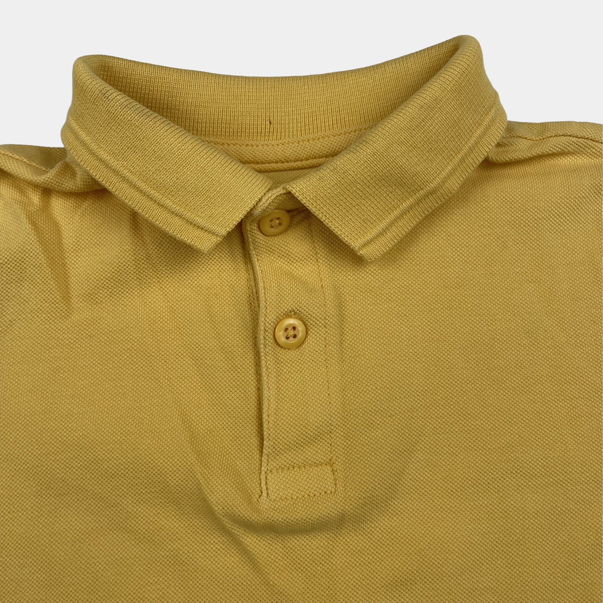 Gelbes Baumwoll-Polo-T-Shirt für Kinder mit klassischem Kragen – detail