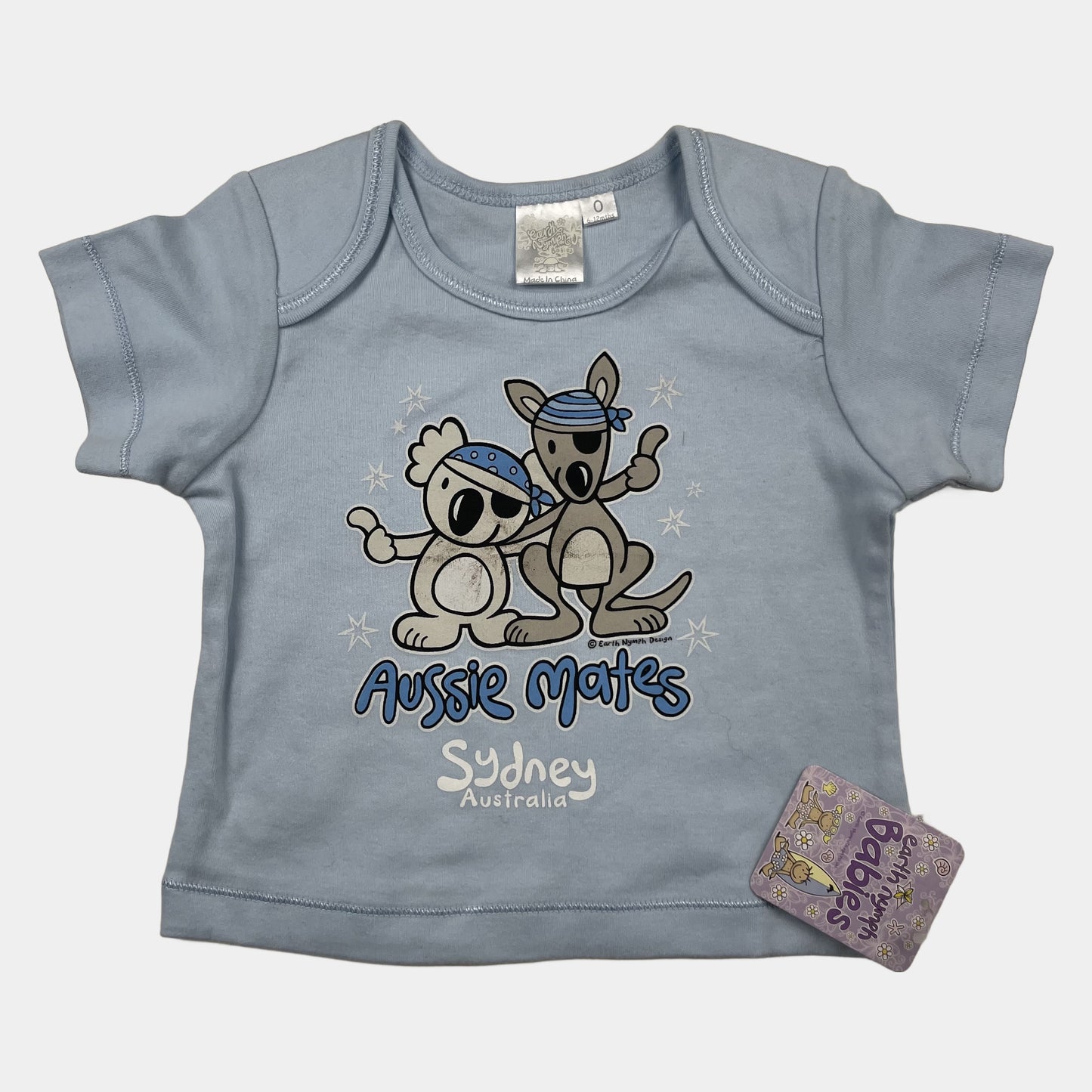 Blaues Kinder-T-Shirt mit 'Aussie Mates' Motiv von Earth Nymph – front